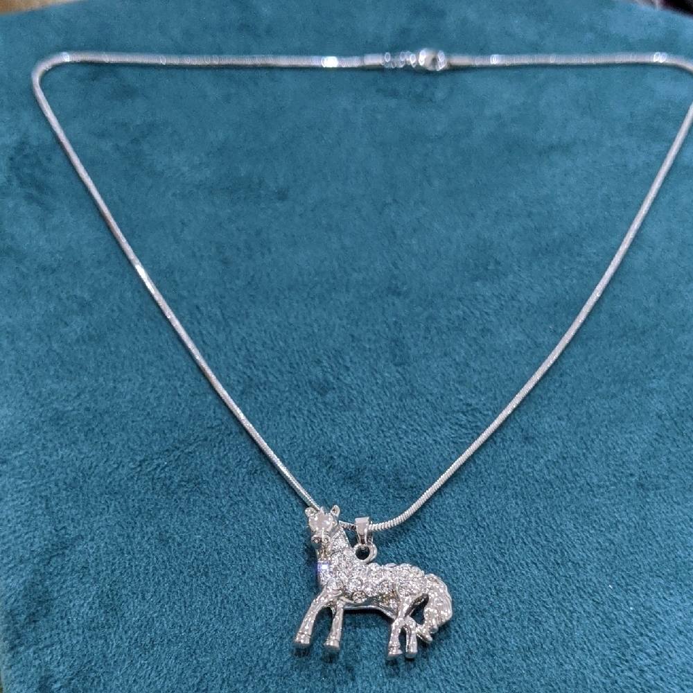 Elegant Silver Horse Pendant Necklace